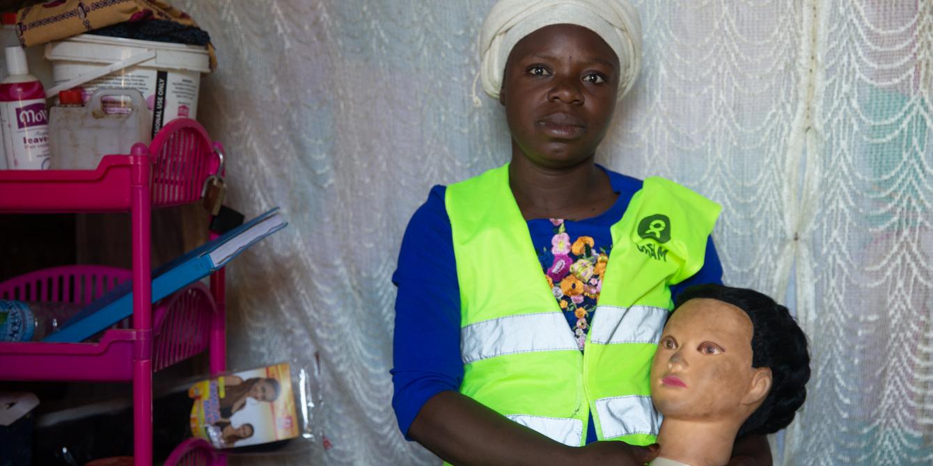Sandra in her hair saloon. Photo credit:Viktorija Jeras/Oxfam